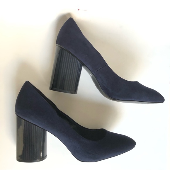 NINE WEST Navy Blue Faux Suede Camanda Heeled Pumps Heels Women’s Size 10 - Picture 3 of 12